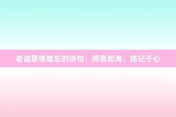 老诚恩情难忘的诗句：师恩如海，铭记于心